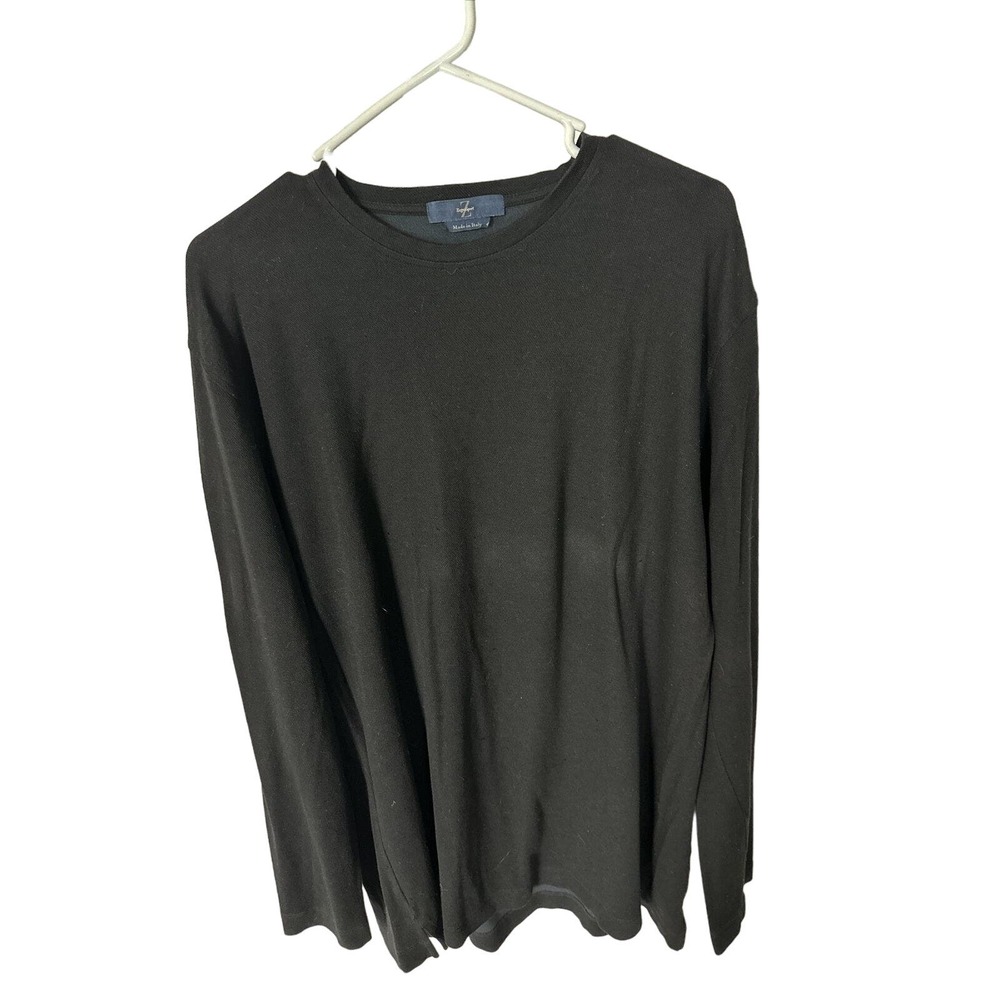 Zegna Sport Mens Black Crewneck Sweater XL EUC Cotton Tencel